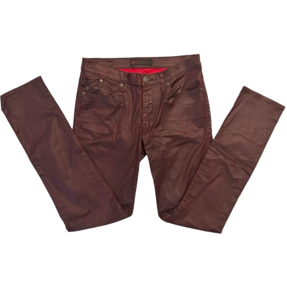 Rock & Republic Pants - Rock & Republic Berlin Stretch Skinny Womens Waxed Cotton Burgundy Jeans 10 M